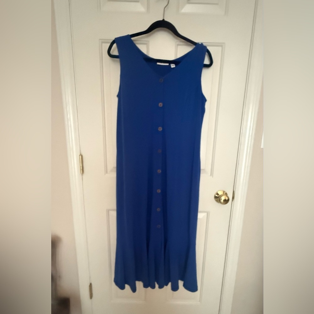 Susan Graver Blue Sleeveless Scoop Neck Sundress